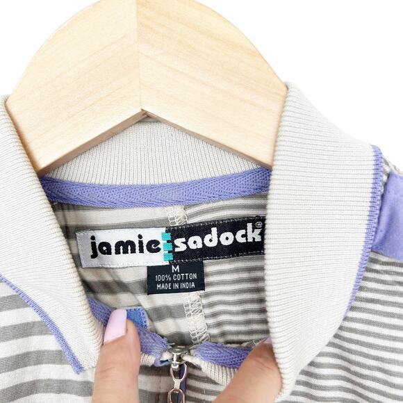 Jamie Sadock Tan Purple Striped Sleeveless Polo Sz M - Picture 2 of 4